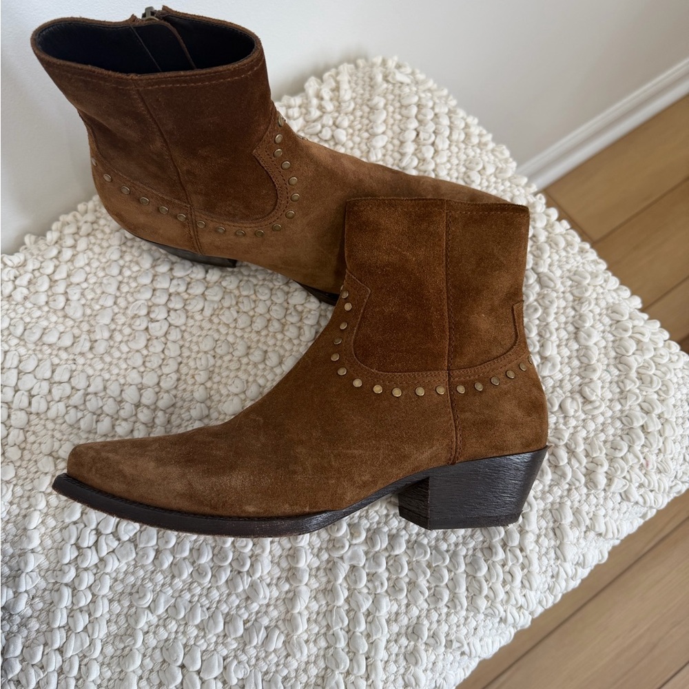 Authentic Saint Laurent Lukas Brown Suede Ankle Boots 38 - Picture 3 of 7